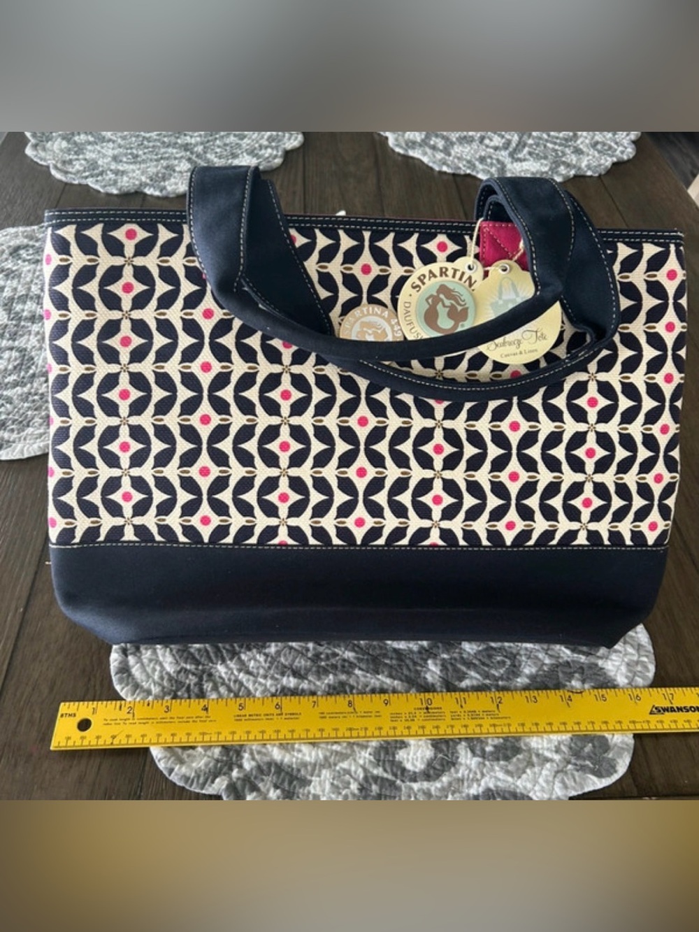 Spartina 449 Navy, Cream & Pink Patterned Maritime Seabreeze Tote